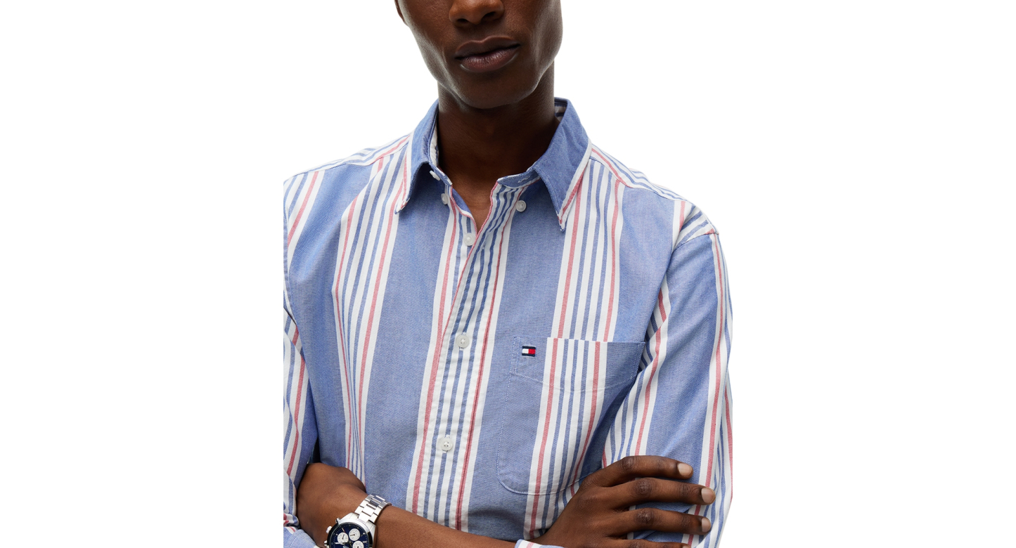 Tommy Hilfiger Men's Heritage Regular-Fit Oxford Stripe Shirt - Wedge Blue/Multistripe