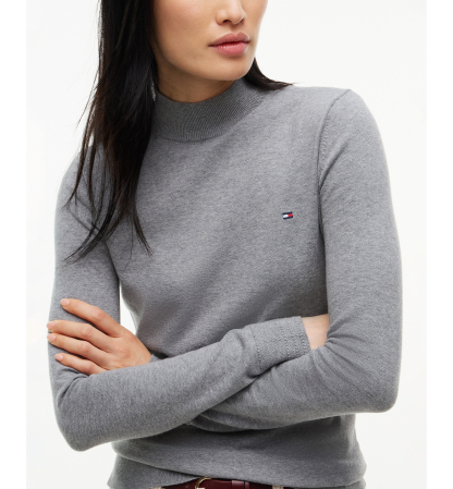 Tommy Hilfiger Women's Mock Neck Long-Sleeve Slim-Fit Sweater - Medium Grey Heather