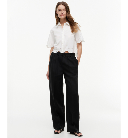 Tommy Hilfiger Women's Broderie Short-Sleeve Cotton Shirt - Ecru