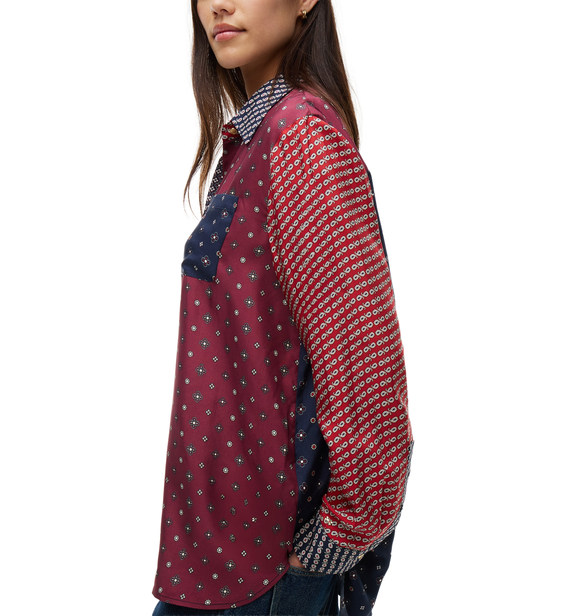 Tommy Hilfiger Women's American Icons Patchwork Long-Sleeve Shirt, Macy's Exclusive - Patchwork Print