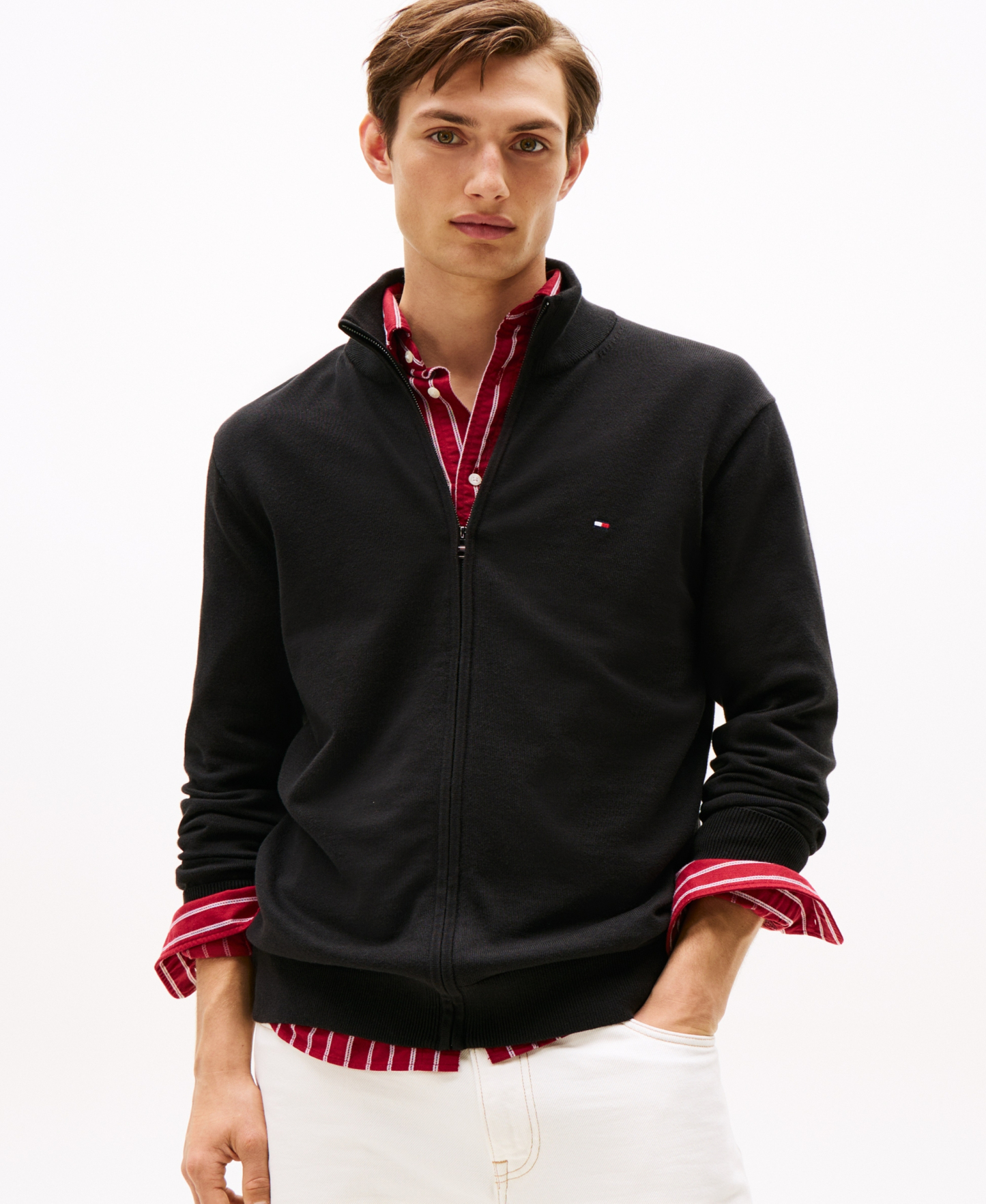 Tommy Hilfiger Men's Essential Zip-Thru Sweater - Black