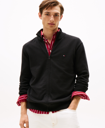 Tommy Hilfiger Men's Essential Zip-Thru Sweater - Black