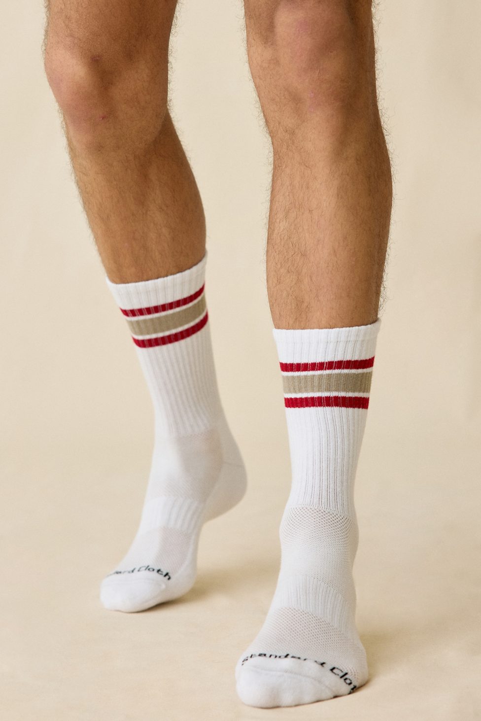 Standard Cloth Athletic Stripe Crew Socks 6-Pack - White