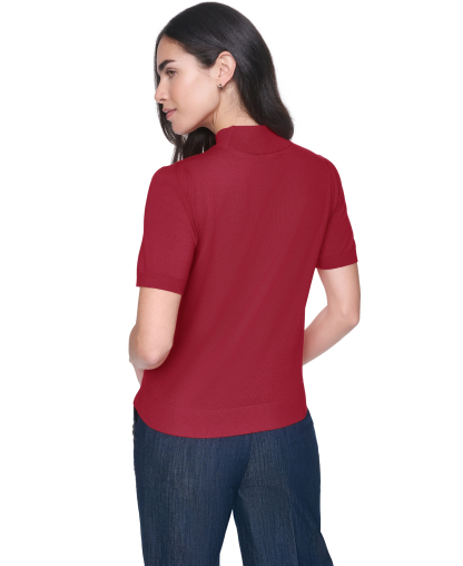 Tommy Hilfiger Women's Short-Sleeve Mock-Neck Puff-Sleeve Sweater - Crimson