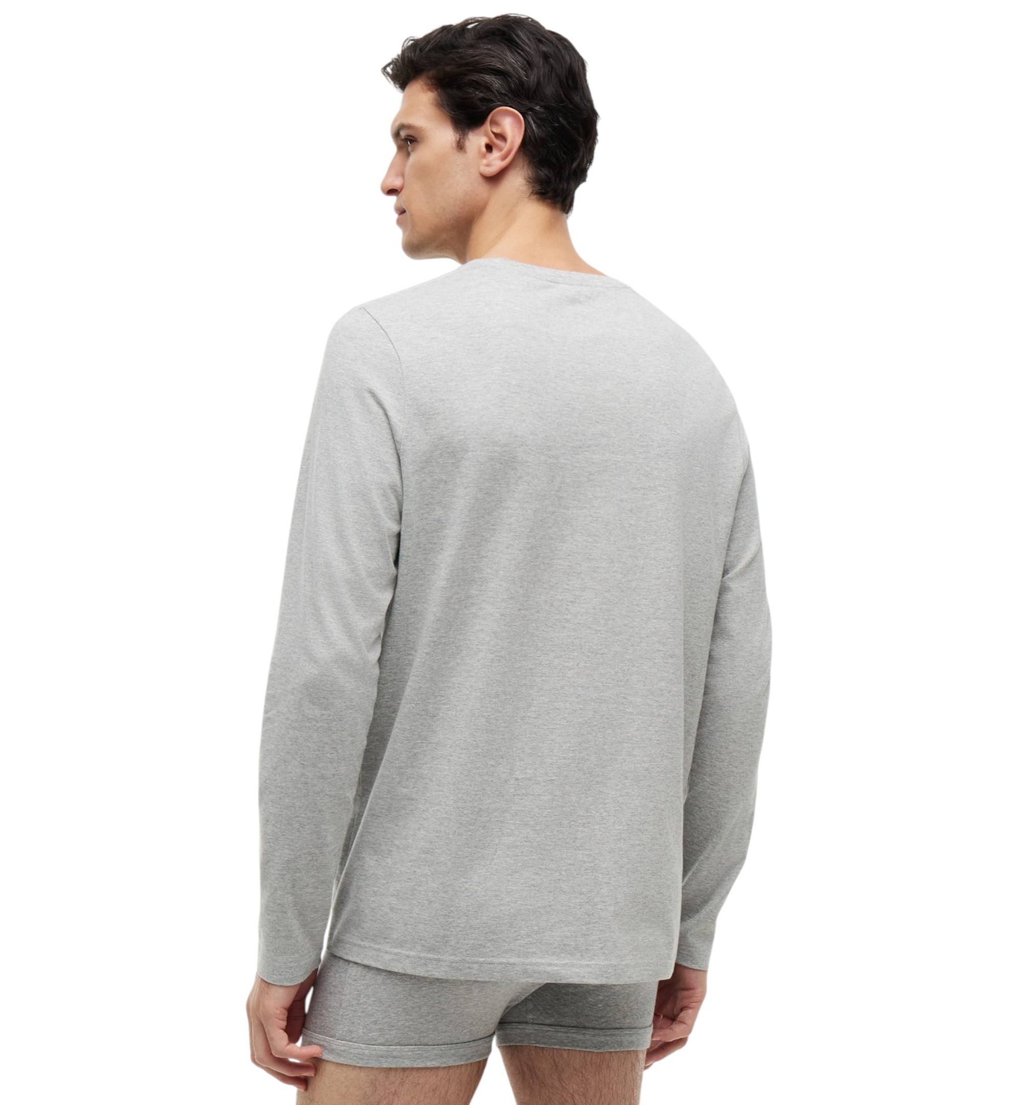 Tommy Hilfiger Men's Core Flag Long-Sleeve Crewneck Cotton Pajama T-Shirt - Gray Heather