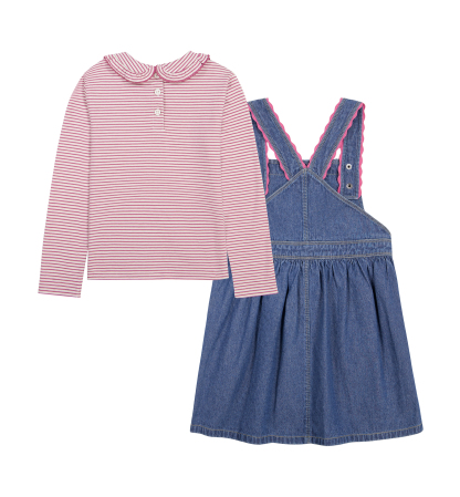 Tommy Hilfiger Girls' 2T-6X Striped Top and Jumper, 2-Piece Set - Blue/Pink