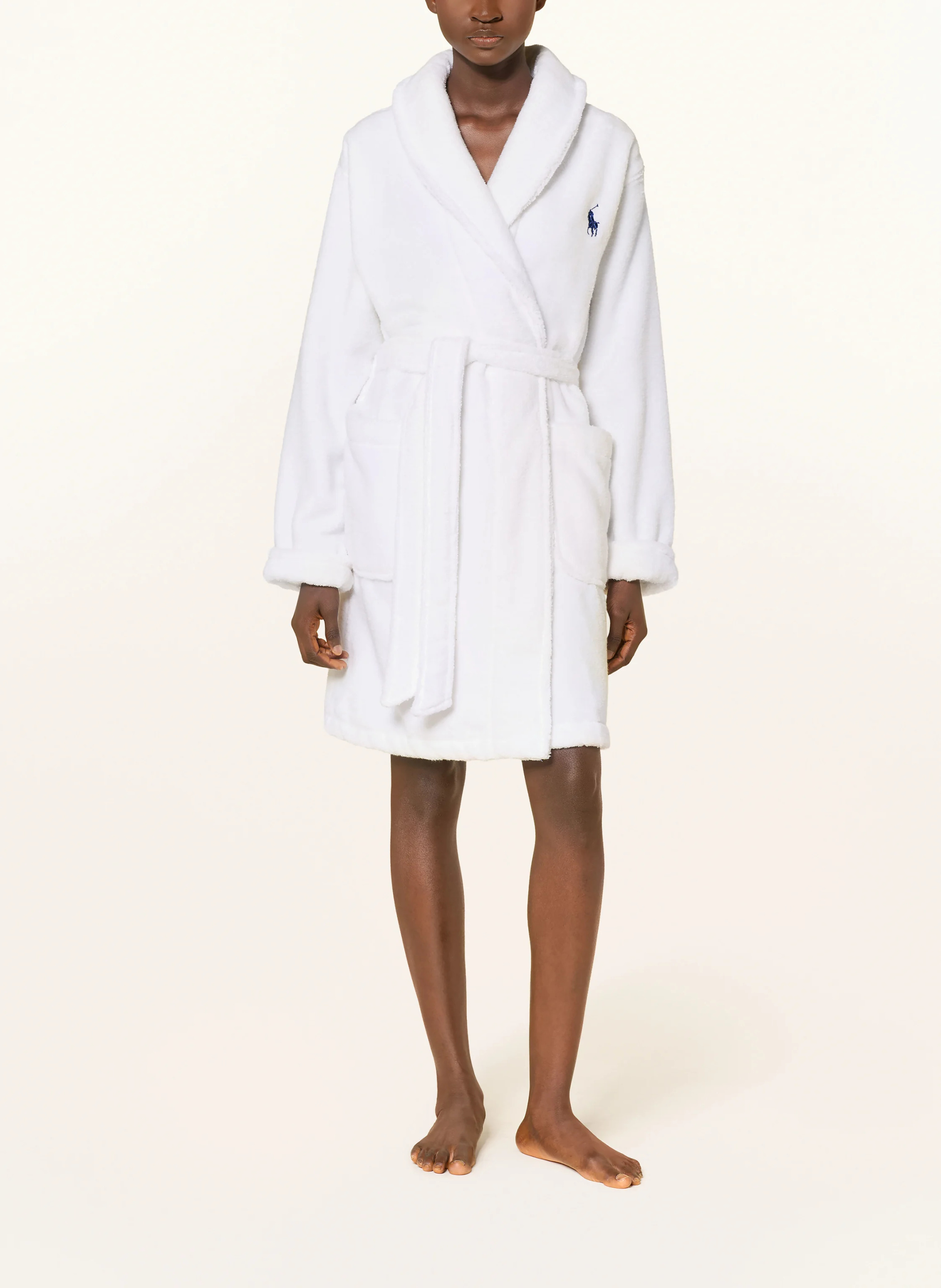 POLO RALPH LAUREN Damen-Bademantel – WEISS / DUNKELGRÜN / SCHWARZ
