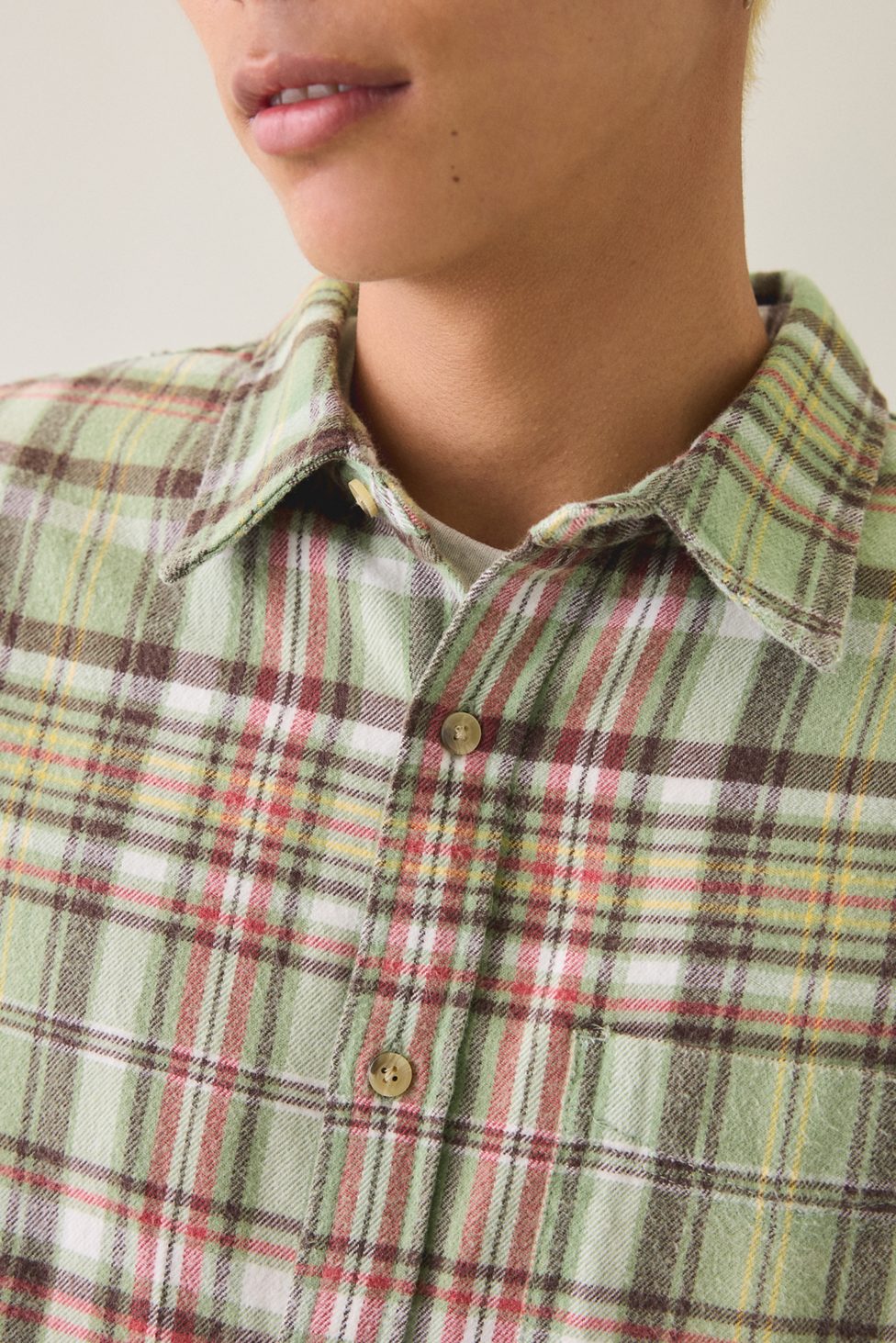 BDG Baggy Flannel Long Sleeve Shirt - Green