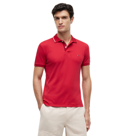 Tommy Hilfiger Men's Slim-Fit Smooth Touch Tipped Polo Shirt - Medium Red