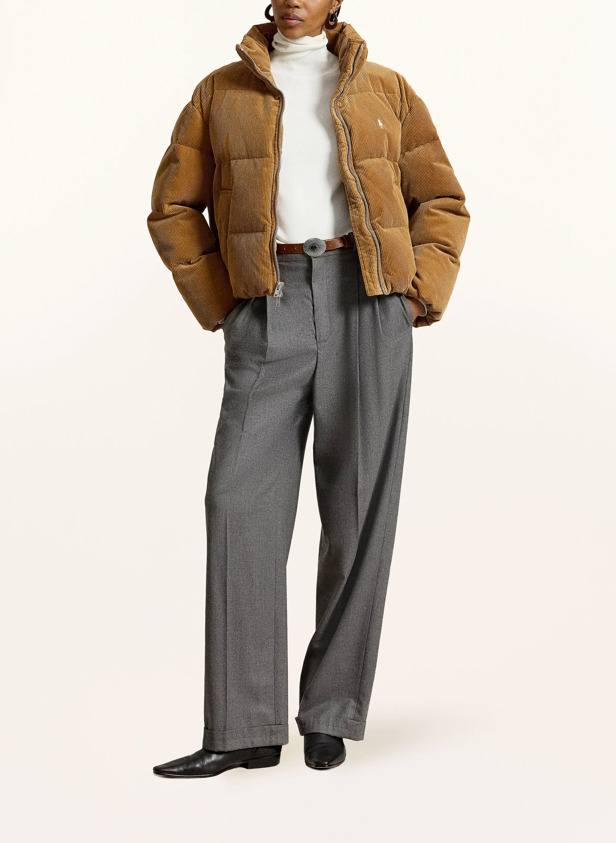 POLO RALPH LAUREN Daunenjacke aus Cord – HELLBRAUN