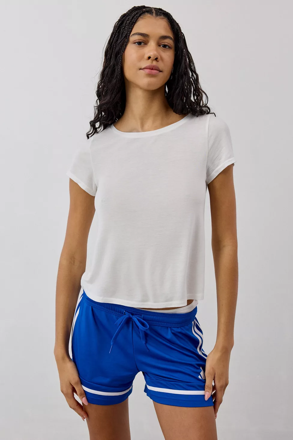 BDG Bowery Marlow Jersey Knit Short Sleeve Baby Tee - White