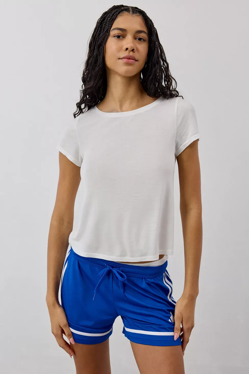 BDG Bowery Marlow Jersey Knit Short Sleeve Baby Tee - White