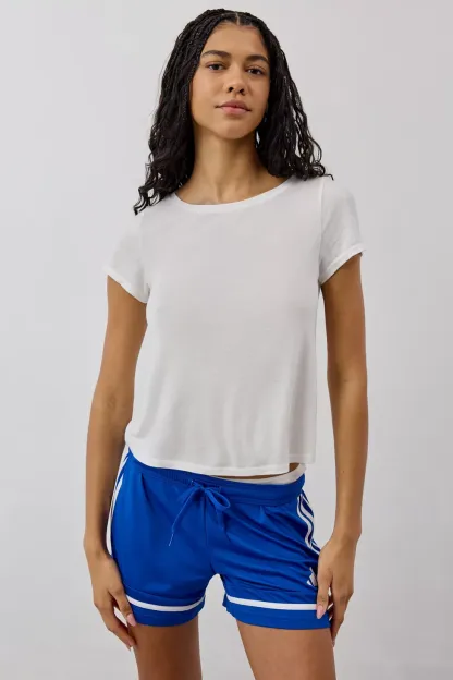 BDG Bowery Marlow Jersey Knit Short Sleeve Baby Tee - White