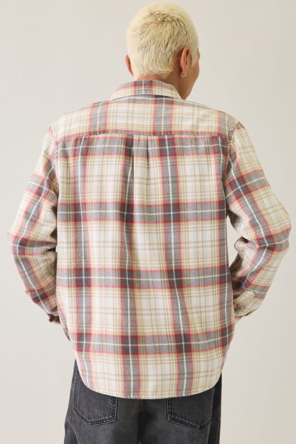 BDG Baggy Flannel Long Sleeve Shirt - Beige