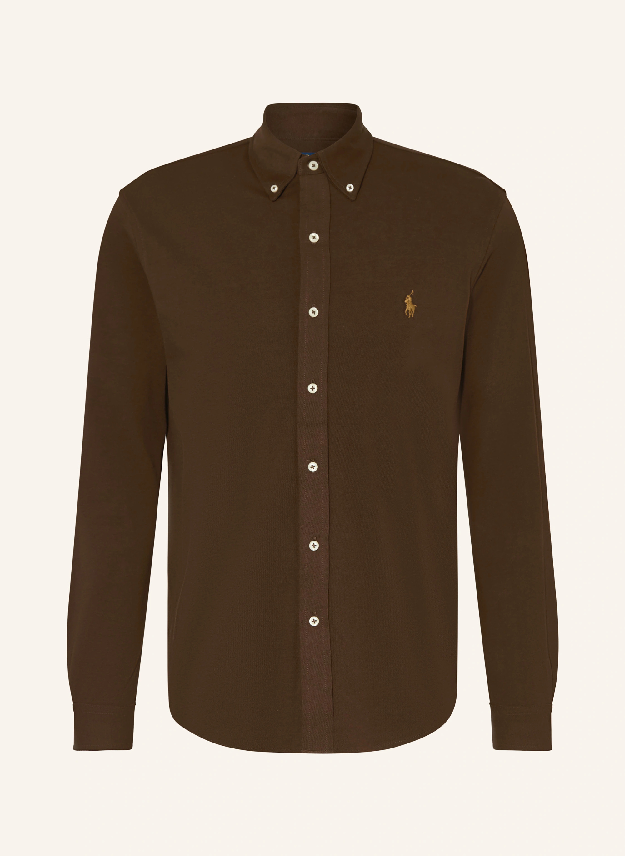 POLO RALPH LAUREN Piqué-Hemd Custom Fit – DUNKELBRAUN