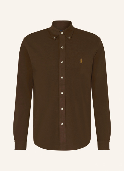 POLO RALPH LAUREN Piqué-Hemd Custom Fit – DUNKELBRAUN