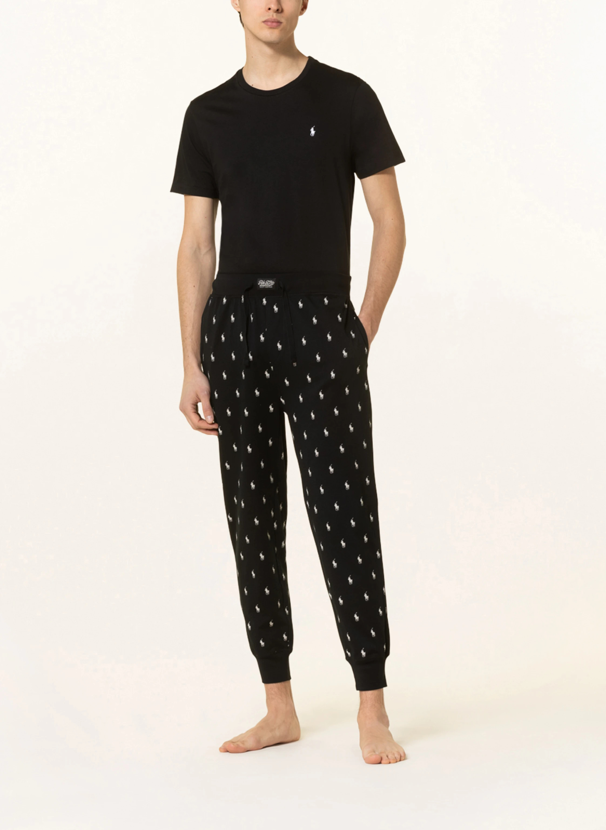 POLO RALPH LAUREN Lounge-Hose – SCHWARZ / WEISS