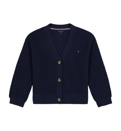 Tommy Hilfiger Girls' 7-16 Shaker Rib Cardigan Sweater - Navy Blazer
