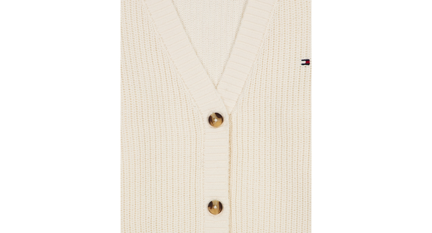 Tommy Hilfiger Girls' 7-16 Shaker Rib Cardigan Sweater - Natural