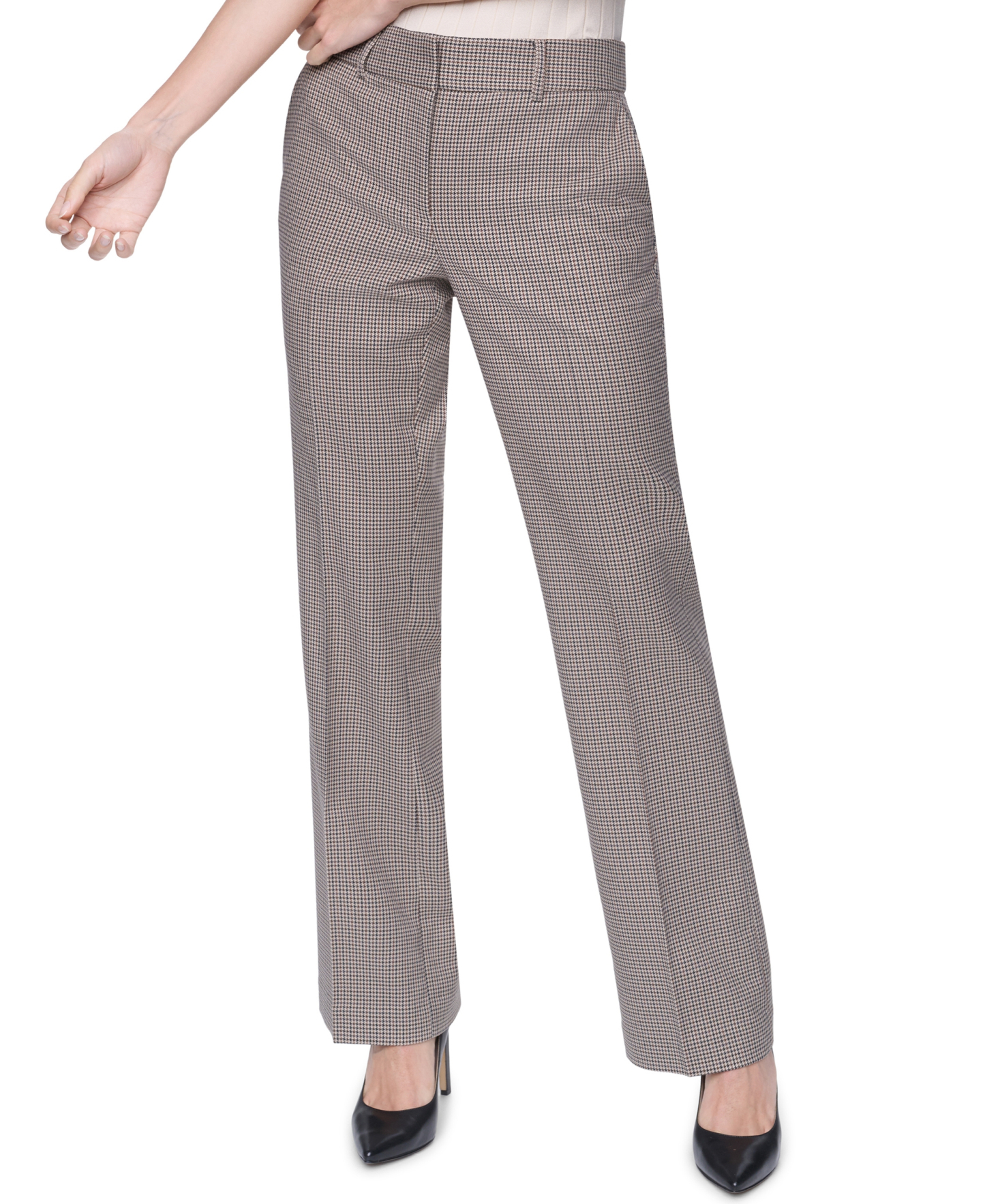 Tommy Hilfiger Women's Mid-Rise Bootcut Pants - Khaki Multi
