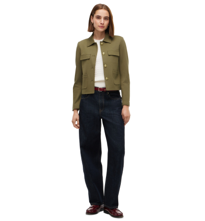 Tommy Hilfiger Women's Ponte Knit Band Collar Jacket - Utility Olive