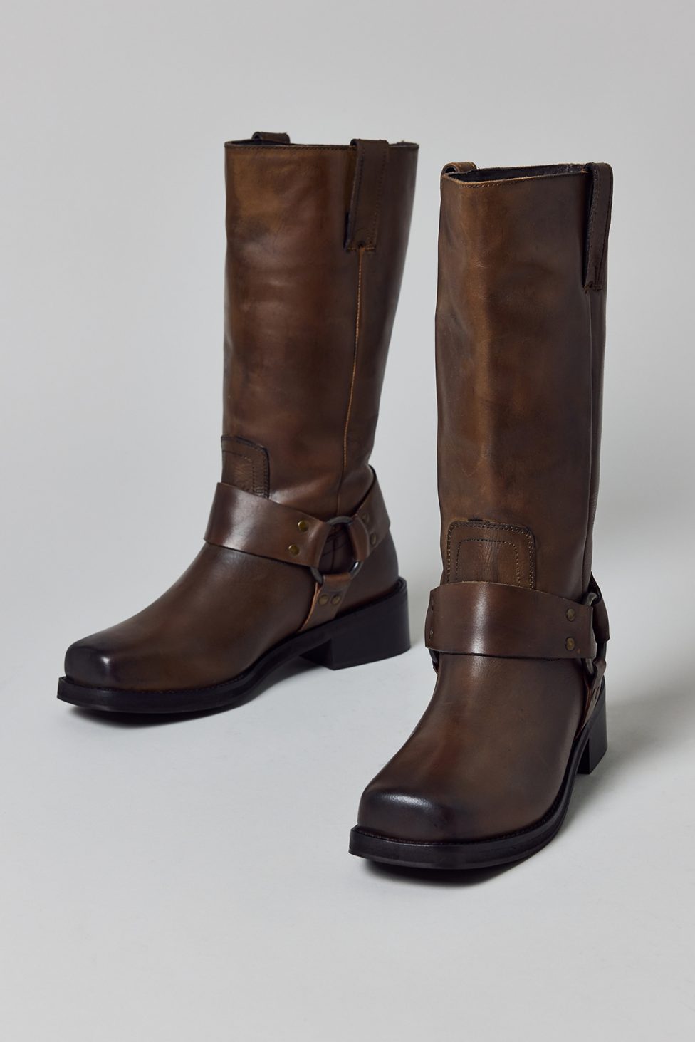 UO Moto Harness Boots - Brown Distressed