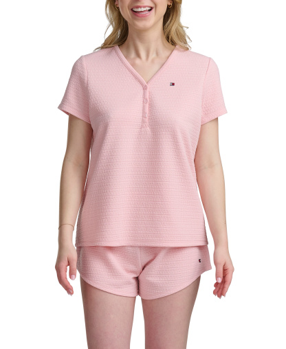 Tommy Hilfiger Women's 2-Piece Henley and Boxer-Set - Crystal Rose