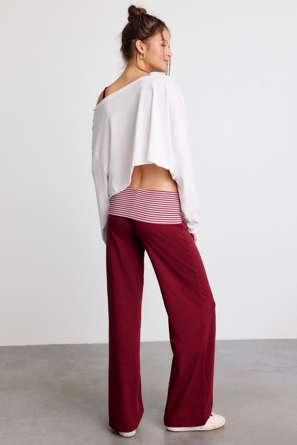 Out From Under Bec Foldover Wide Leg Pants - Maroon