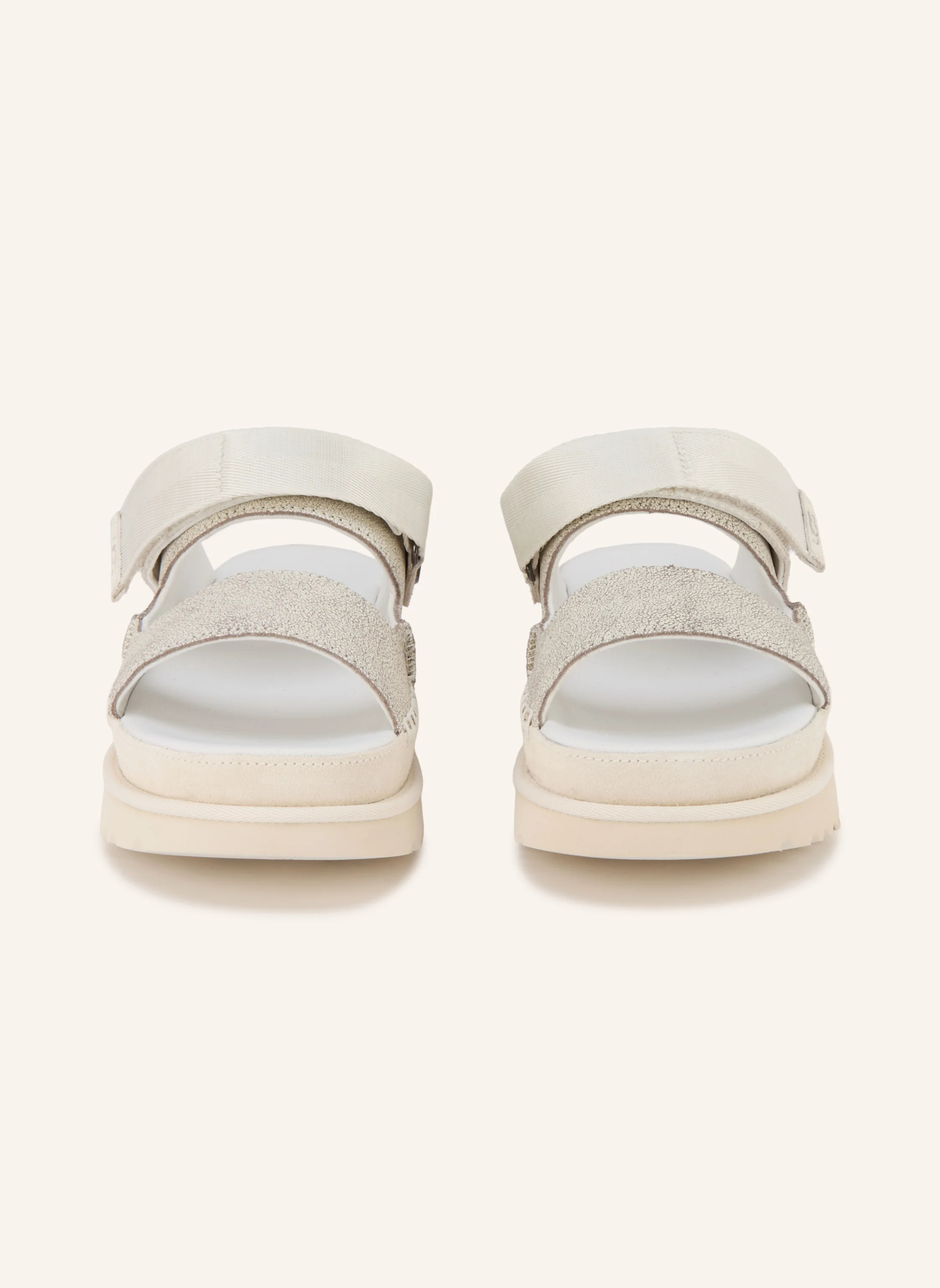 UGG Plateau-Pantoletten GOLDENSTAR CRACKLE GLIDE – WEISS / SILBER