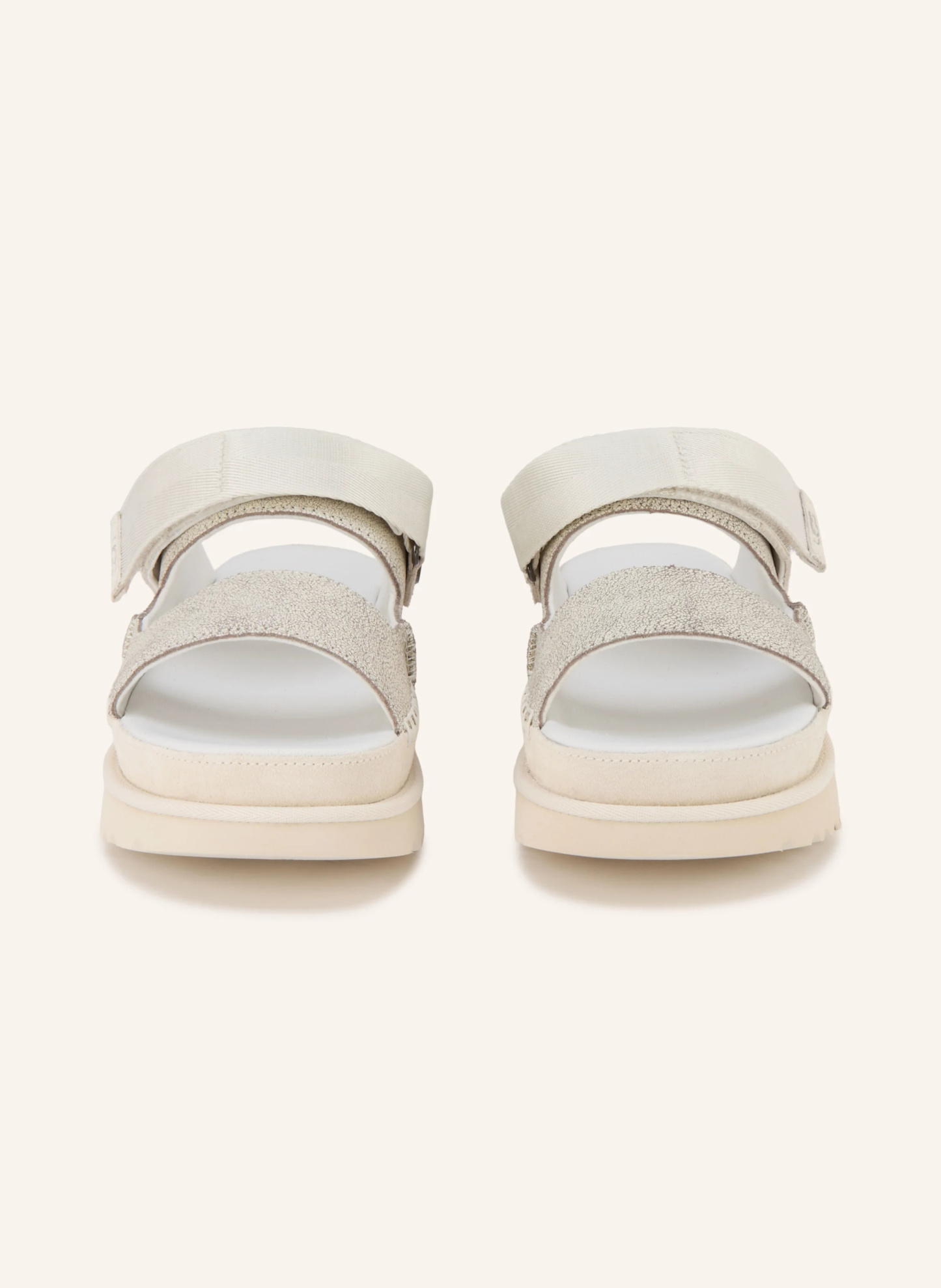 UGG Plateau-Pantoletten GOLDENSTAR CRACKLE GLIDE – WEISS / SILBER
