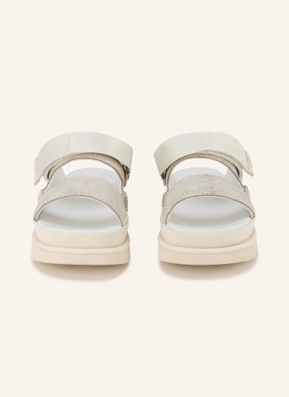UGG Plateau-Pantoletten GOLDENSTAR CRACKLE GLIDE – WEISS / SILBER