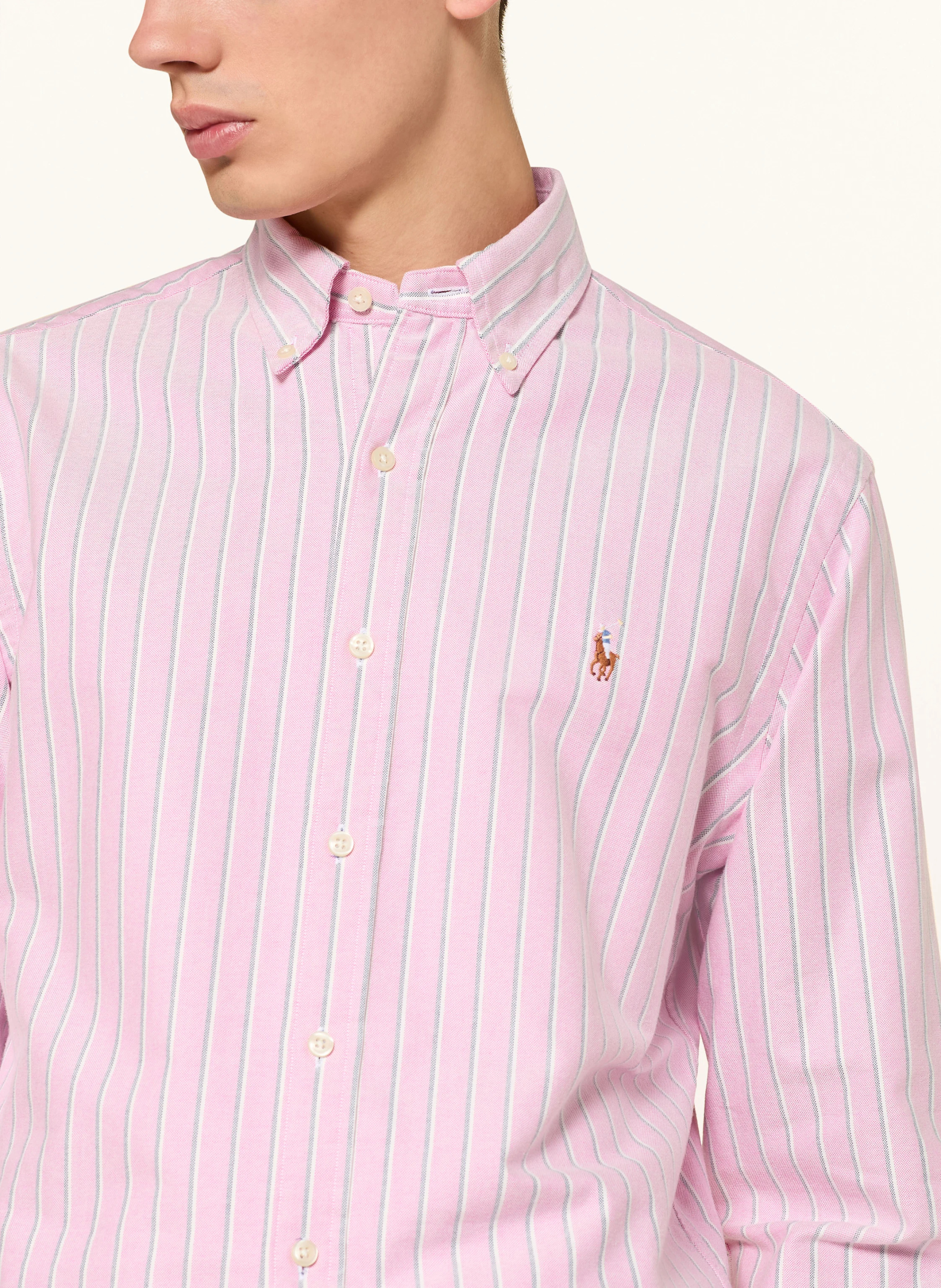 POLO RALPH LAUREN Oxfordhemd Custom Fit – PINK / WEISS / DUNKELBLAU