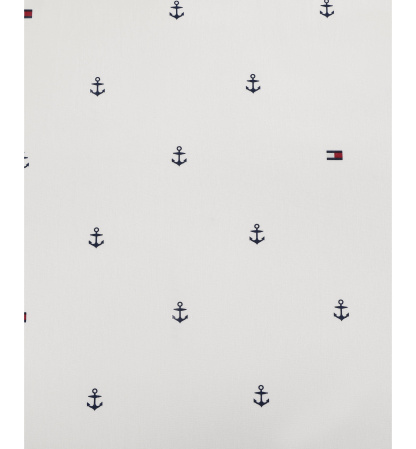 Tommy Hilfiger Printed 200-Thread Count Cotton Percale Sheet Set - Anchor, Flag Dark Blue