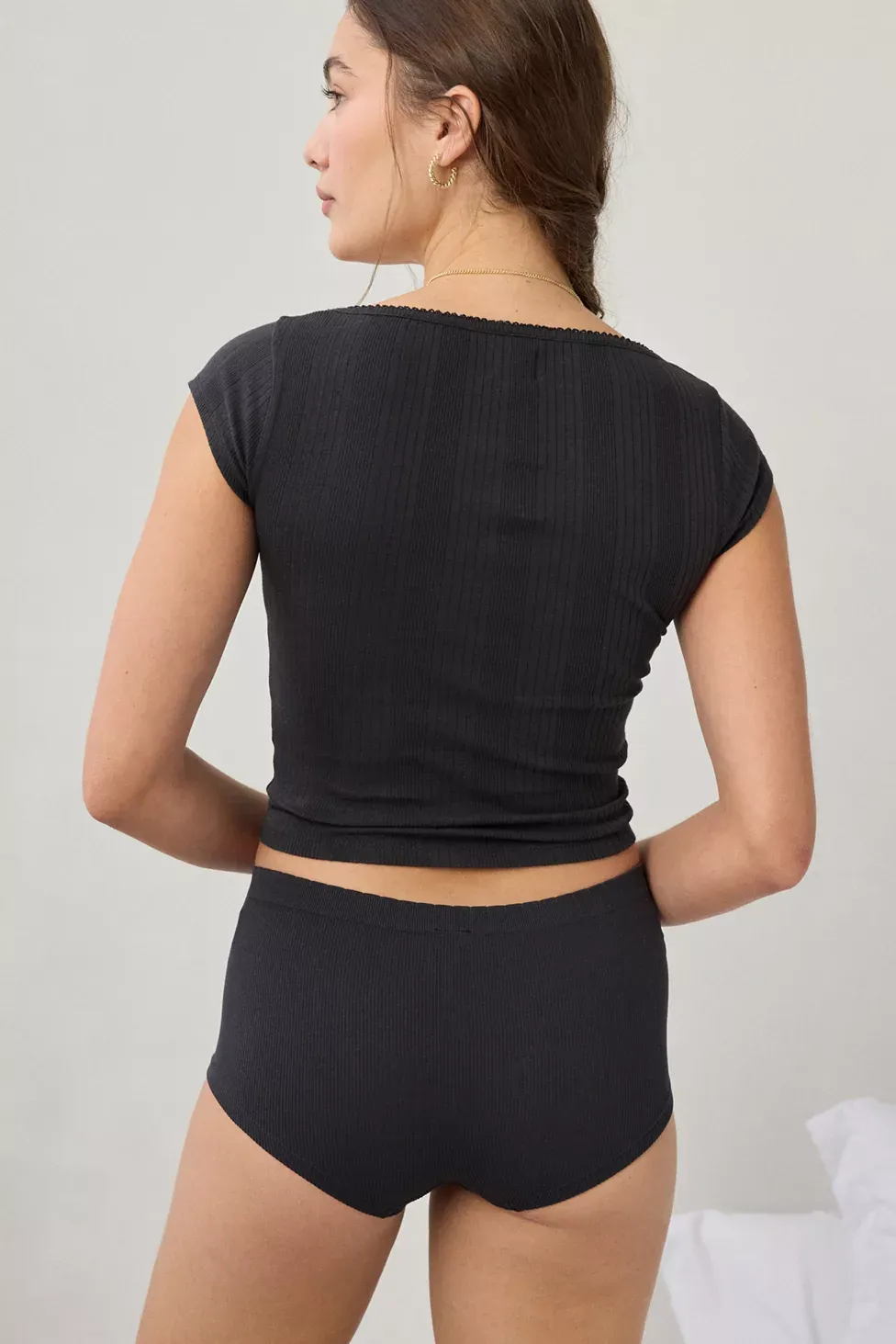 Out From Under Ribbed Seamless Boyshort Underwear - Black
