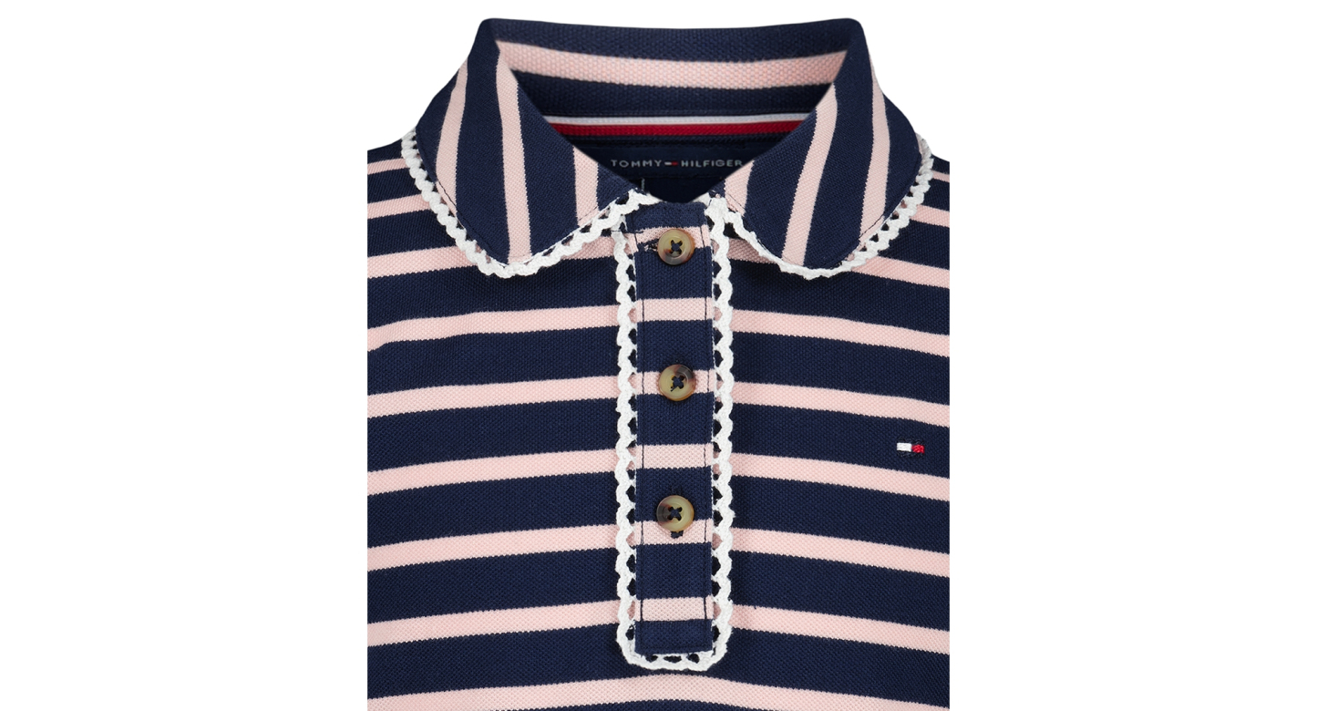 Tommy Hilfiger Girls' 7-16 Striped Polo Collar Dress - Navy Blazer