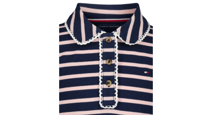 Tommy Hilfiger Girls' 7-16 Striped Polo Collar Dress - Navy Blazer