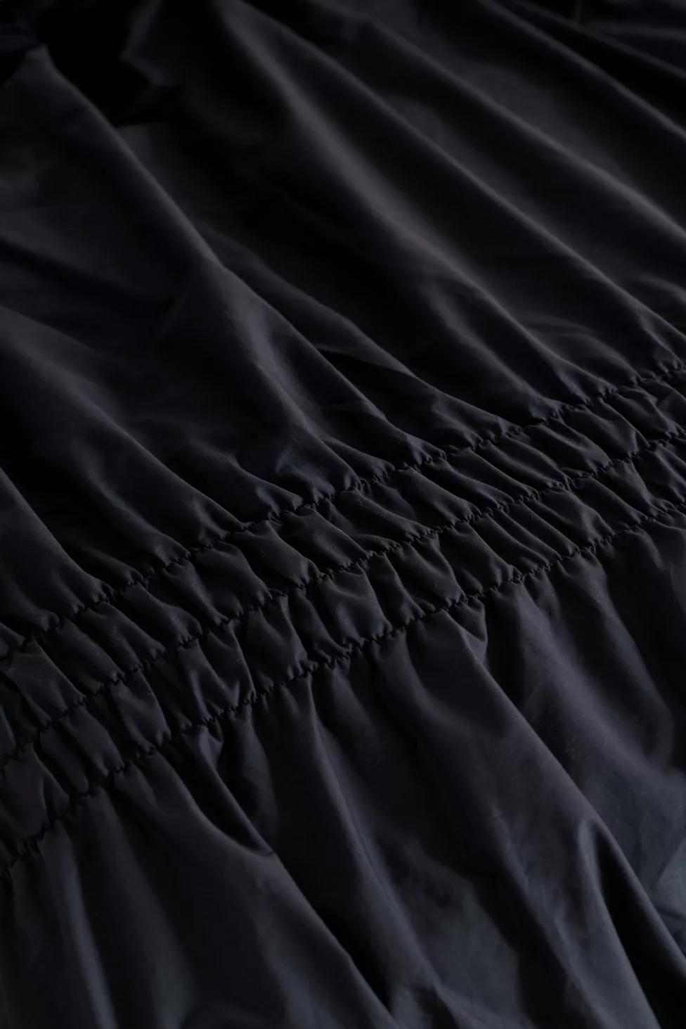 Prairie Ruched Cotton Percale Duvet Cover - Charcoal