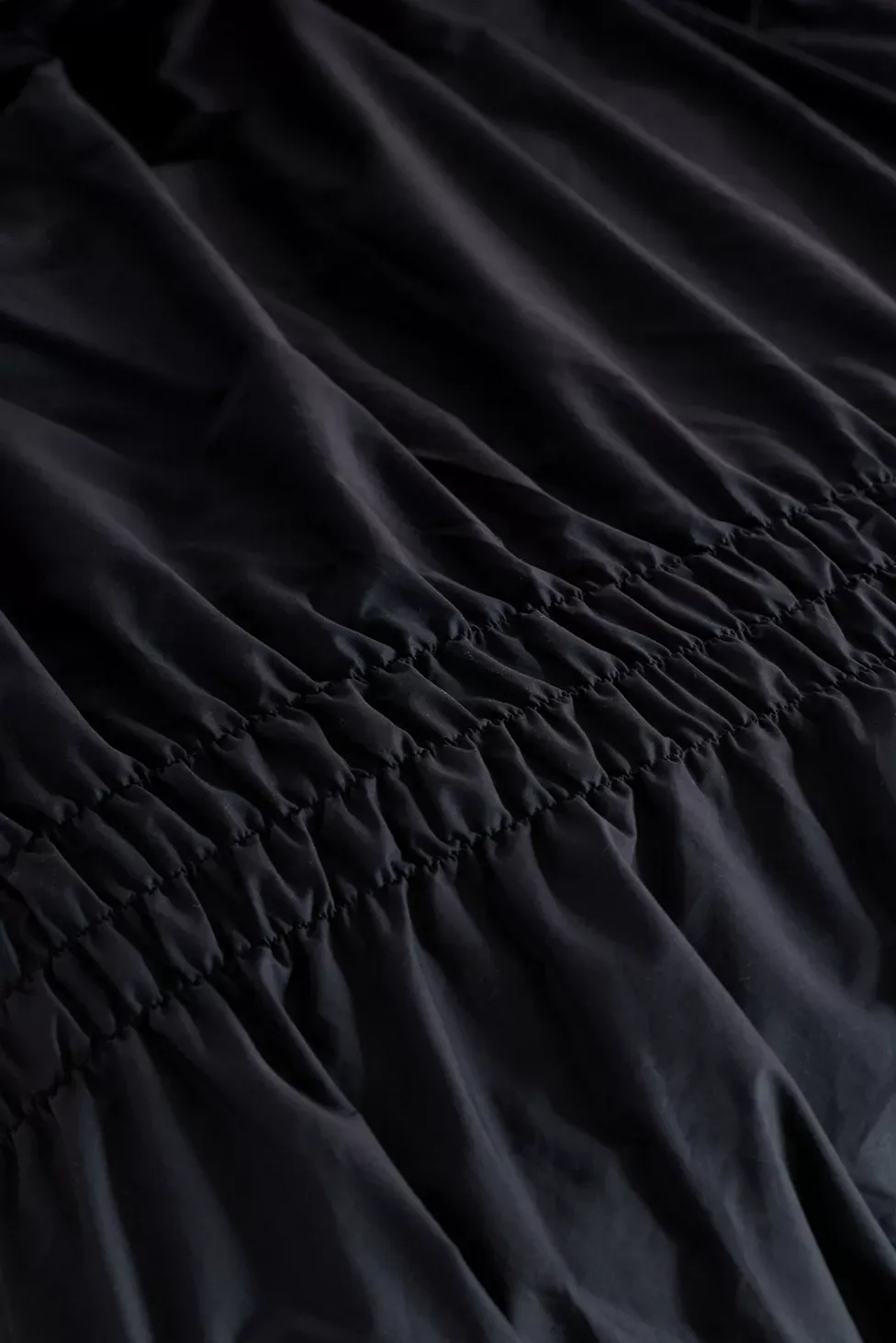Prairie Ruched Cotton Percale Duvet Cover - Charcoal