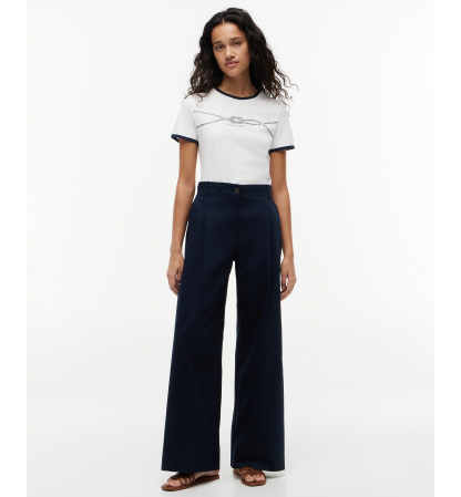 Tommy Hilfiger Women's Crewneck Ringer Trim Cotton T-Shirt - Ecru