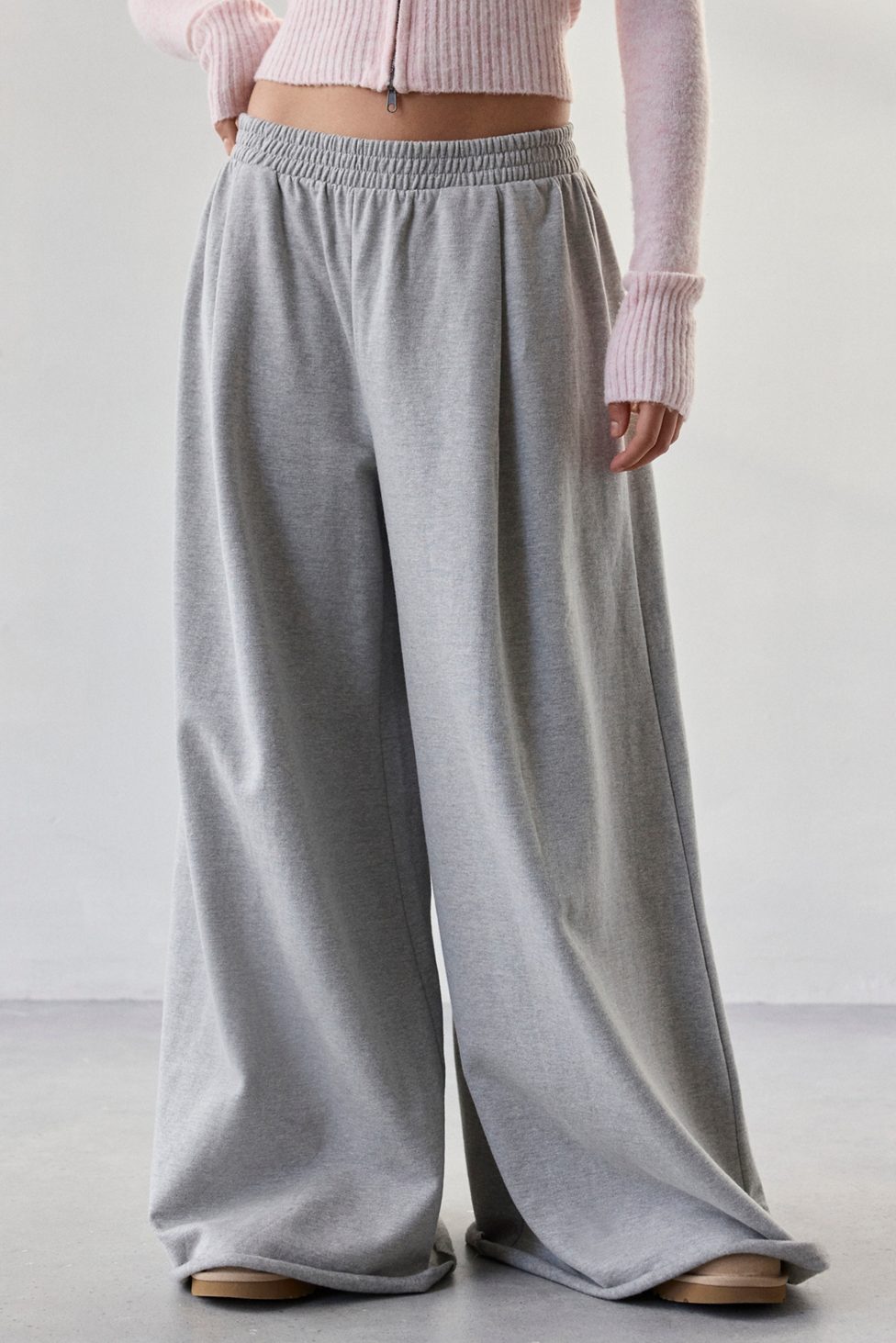 Out From Under Lived In Extreme Wide Leg Sweatpants - Light Grey