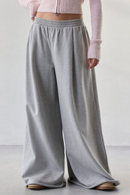 Out From Under Lived In Extreme Wide Leg Sweatpants - Light Grey