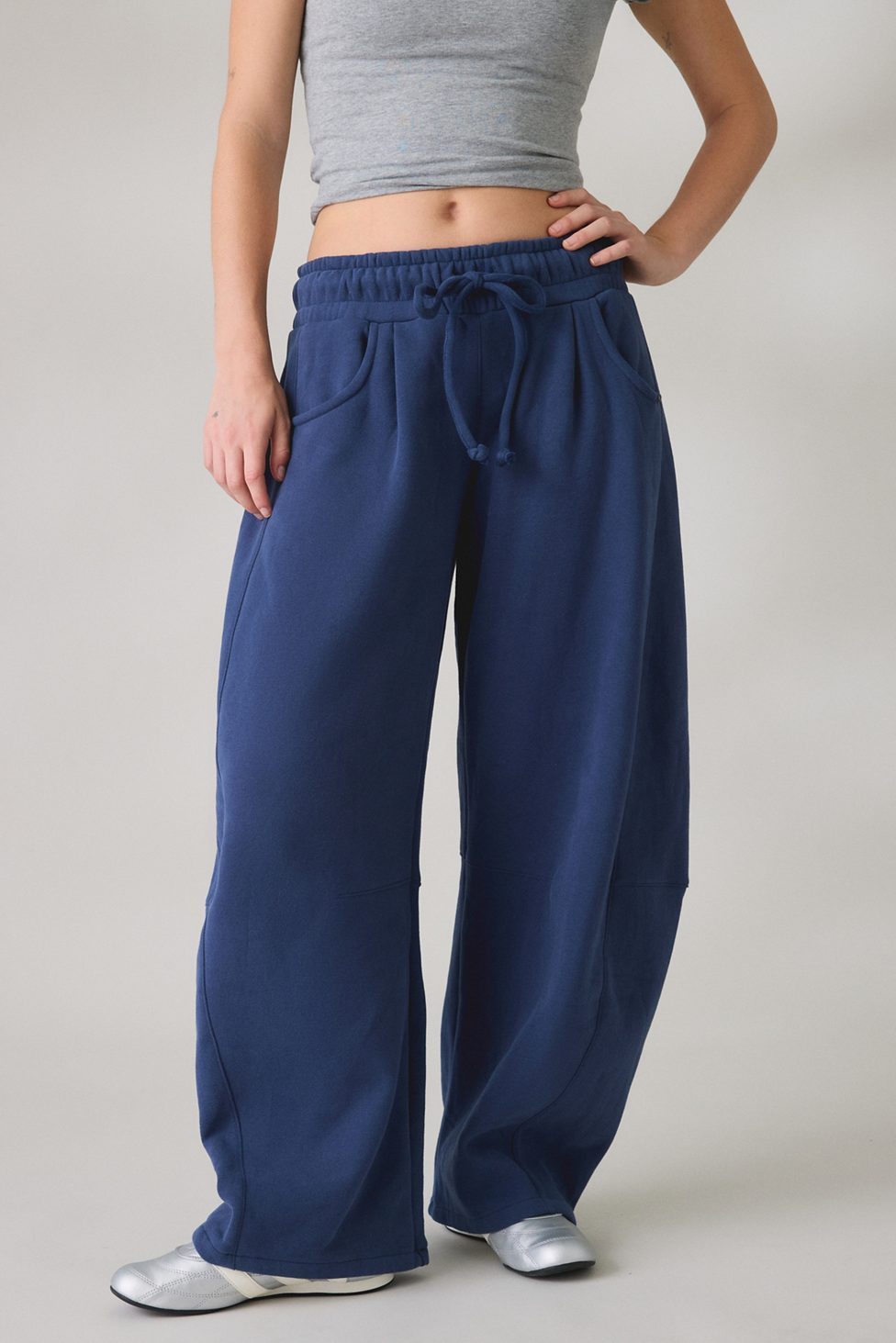 Out From Under Essential Barrel Leg Full Length Sweatpants - Navy