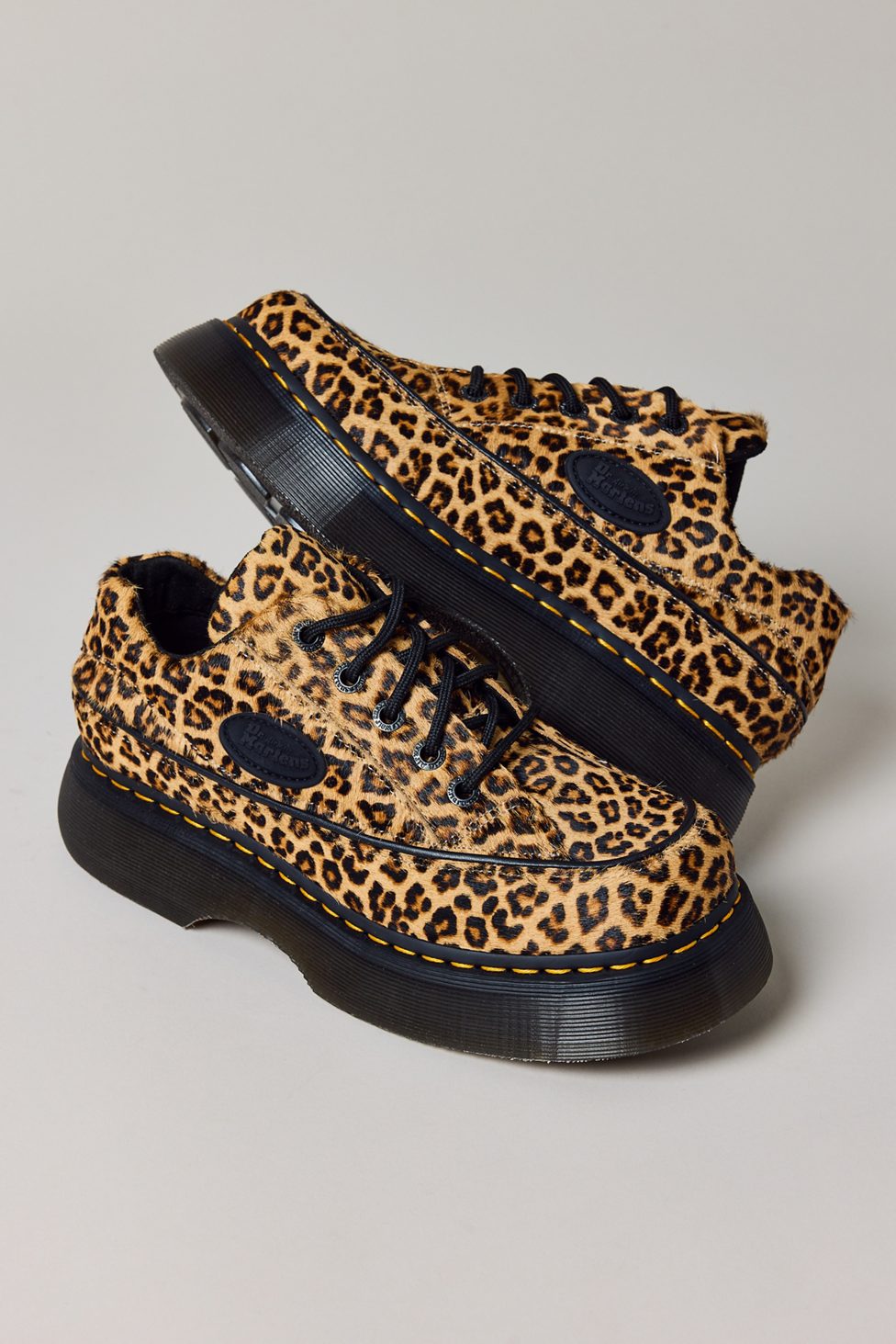 Dr. Martens Women's Buzz Leopard Print 5-Eye Shoes - Light Tan Mini Leopard
