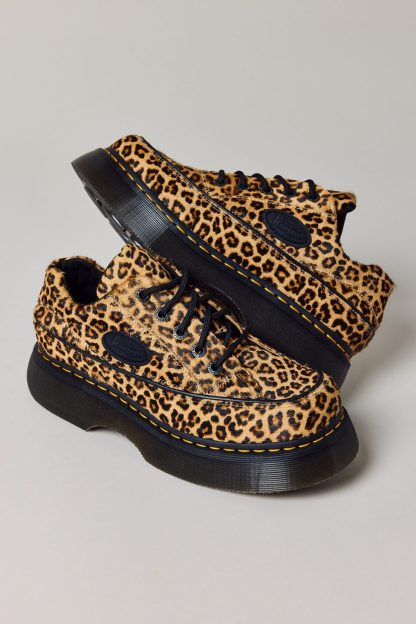 Dr. Martens Women's Buzz Leopard Print 5-Eye Shoes - Light Tan Mini Leopard