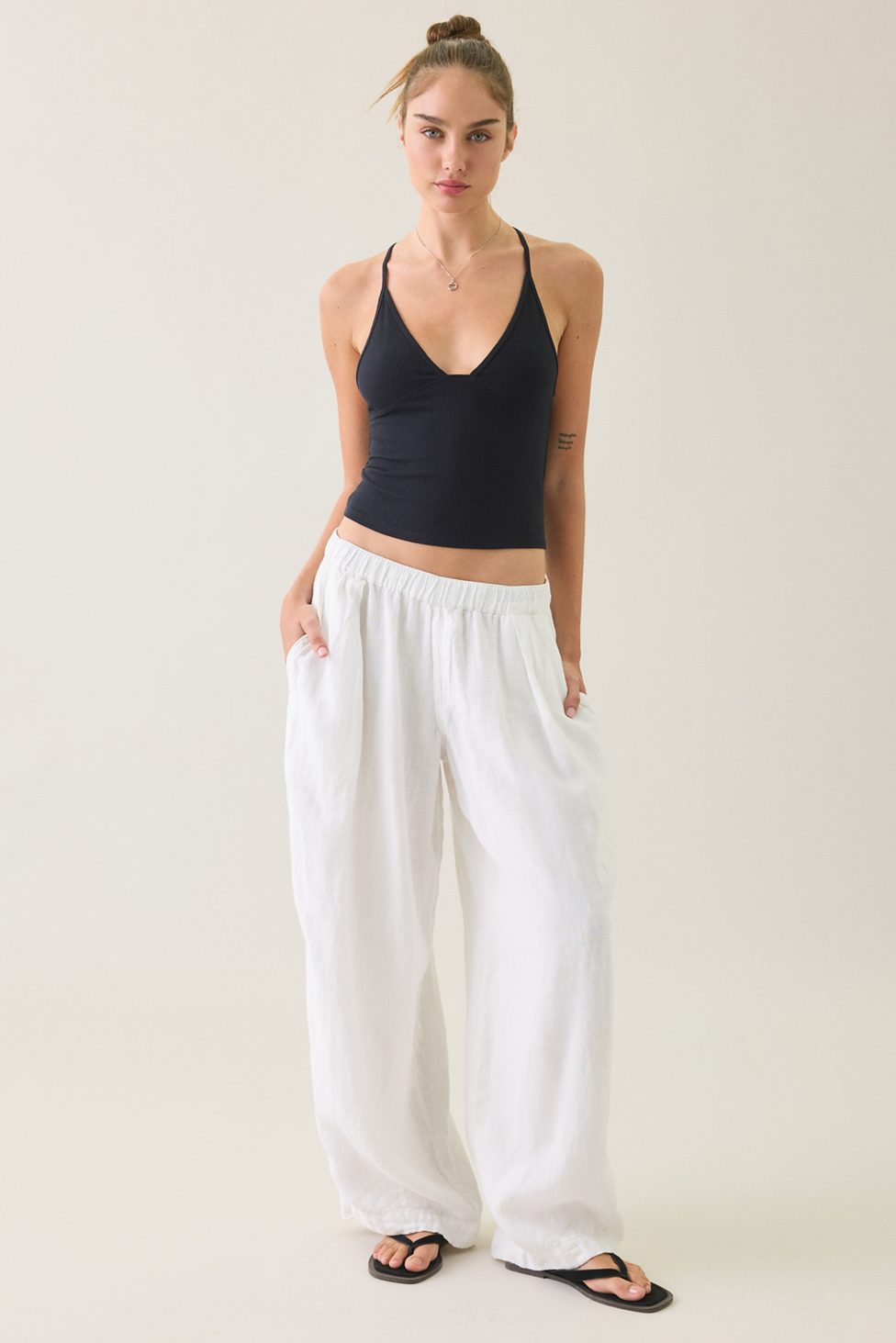 BDG Hold Me Tight Ribbed Racerback Cropped Cami - Black