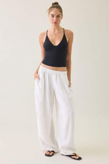 BDG Hold Me Tight Ribbed Racerback Cropped Cami - Black