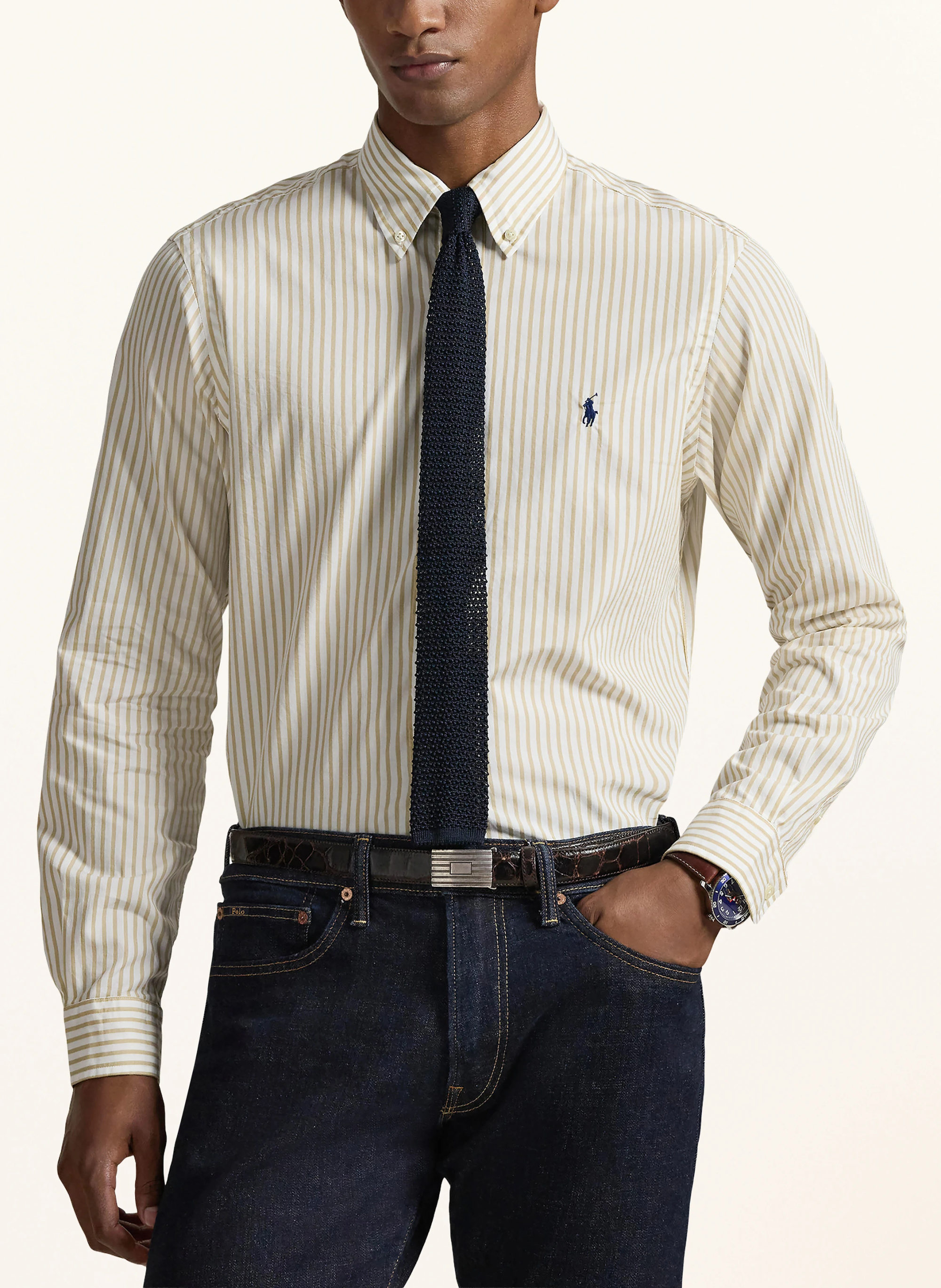 POLO RALPH LAUREN Hemd Custom Fit – BEIGE / WEISS (2)