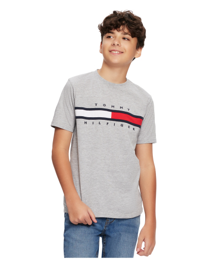 Tommy Hilfiger Boys' 8-20 Tommy New Signature T-Shirt - Grey Heather