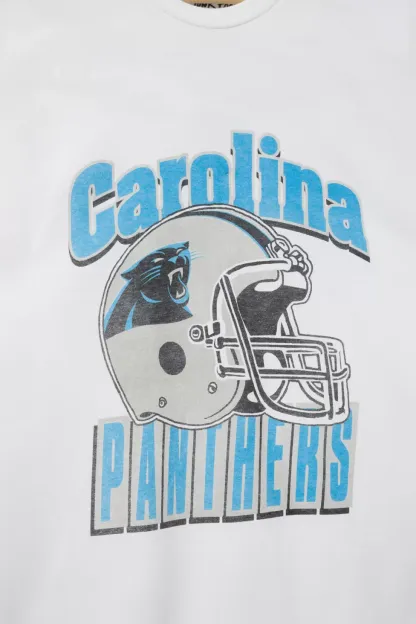 Junk Food NFL Throwback Helmet Flea Market Tee - Carolina Panthers