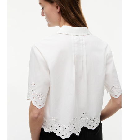 Tommy Hilfiger Women's Broderie Short-Sleeve Cotton Shirt - Ecru